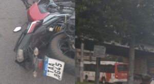 Acidente envolvendo motos causa caos na rotatória do Coroado