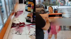 Enfurecida, mulher destrói loja de conveniência e faz acusações