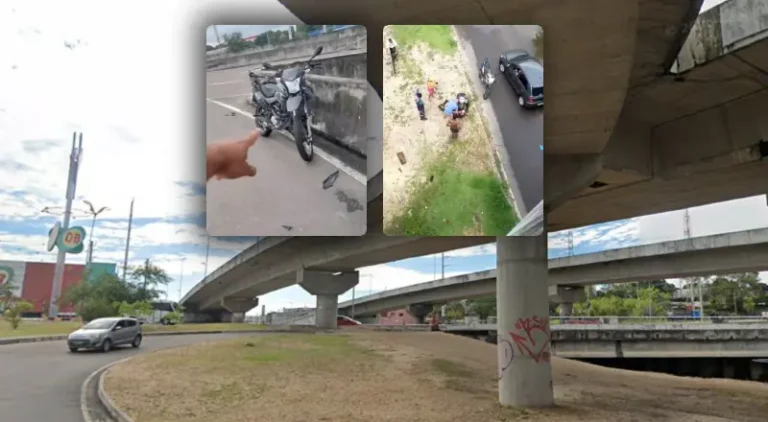 Piloto de moto tenta fugir de Blitz e despenca de viaduto em Manaus