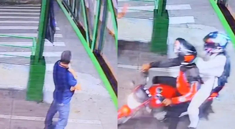 Momento em que trabalhador é assaltado esperando ônibus em Manaus