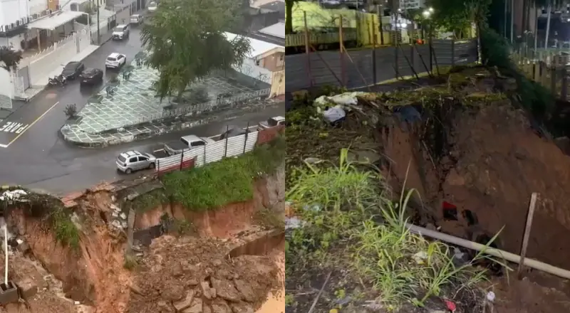 Cratera em terreno da Faculdade Santa Teresa preocupa moradores locais