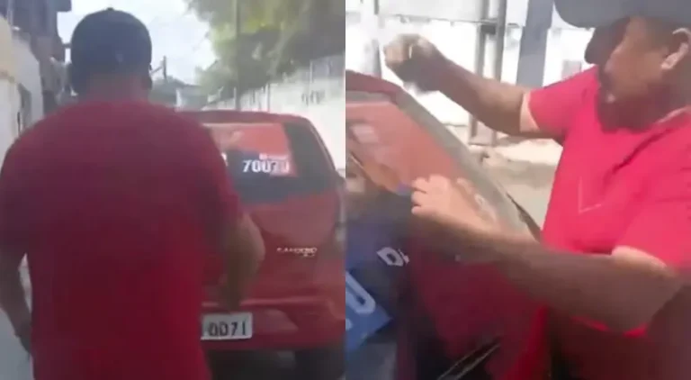 Descontrolado, homem arranca adesivo de David Almeida e é preso