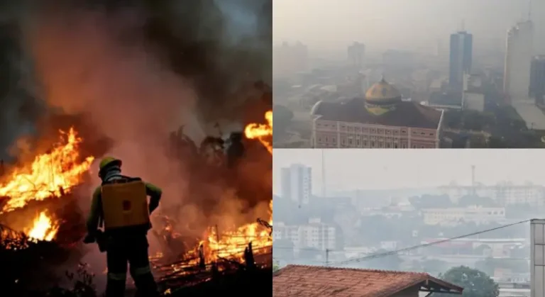 Manaus amanhece engolida pela fumaça e precisa de chuva urgente