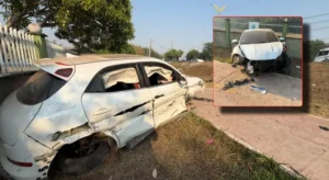 Grave acidente deixa casal ferido e carro destruído na cidade